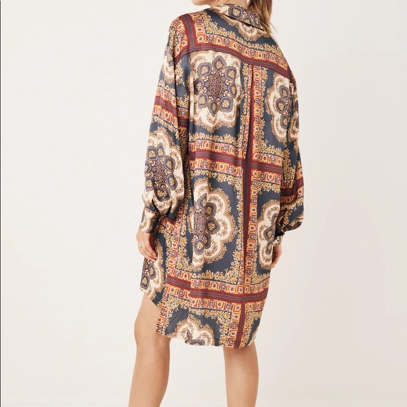 Spell X Elle Ferguson Rumor Print Shirt Dress in Regal - Picture 8 of 16